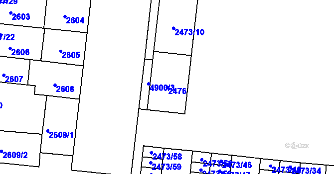 Parcela st. 2476 v KÚ Louny, Katastrální mapa