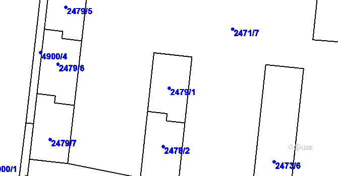 Parcela st. 2479/1 v KÚ Louny, Katastrální mapa