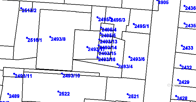Parcela st. 2493/15 v KÚ Louny, Katastrální mapa
