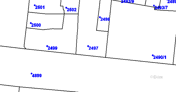 Parcela st. 2497 v KÚ Louny, Katastrální mapa