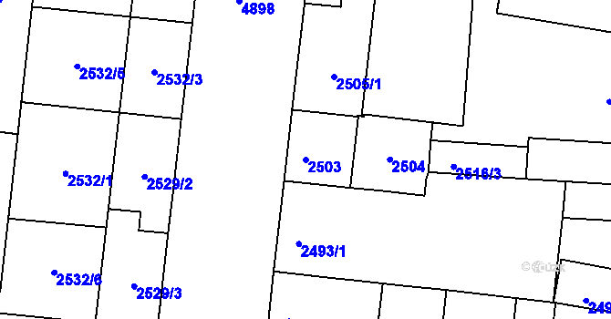 Parcela st. 2503 v KÚ Louny, Katastrální mapa