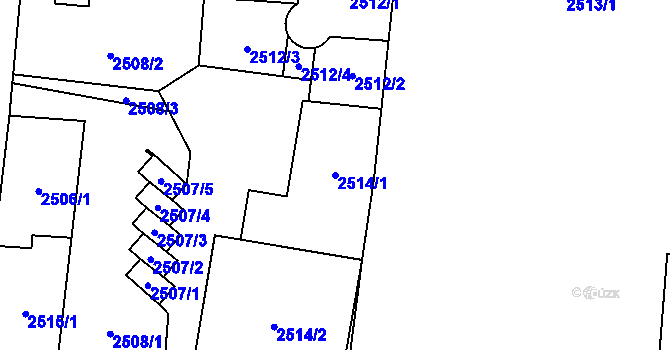 Parcela st. 2514/1 v KÚ Louny, Katastrální mapa