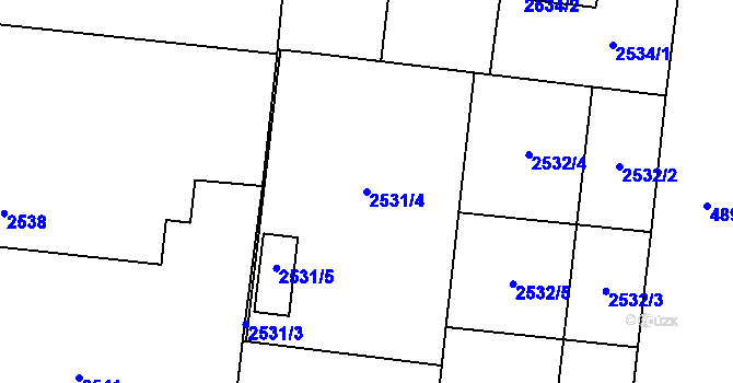 Parcela st. 2531/4 v KÚ Louny, Katastrální mapa
