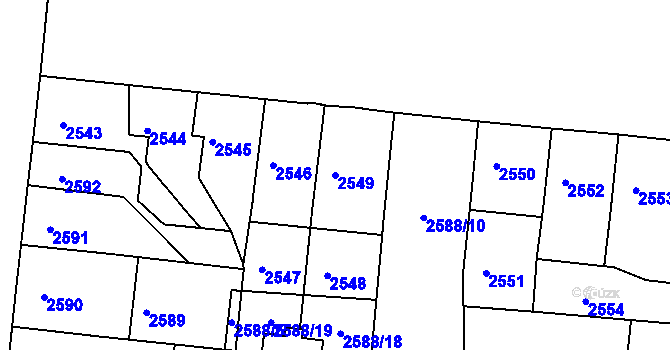 Parcela st. 2549 v KÚ Louny, Katastrální mapa