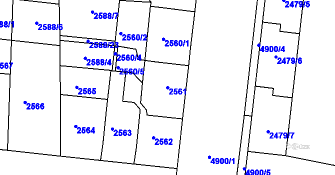 Parcela st. 2561 v KÚ Louny, Katastrální mapa