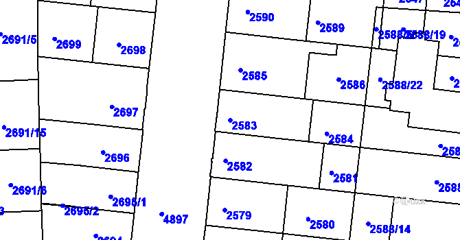 Parcela st. 2583 v KÚ Louny, Katastrální mapa