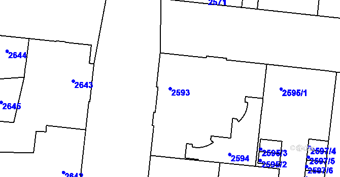 Parcela st. 2593 v KÚ Louny, Katastrální mapa