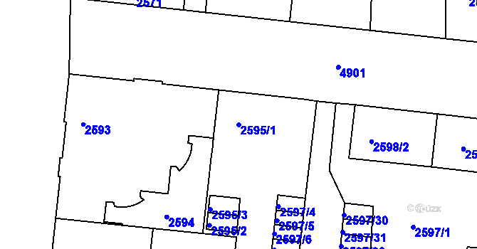 Parcela st. 2595/1 v KÚ Louny, Katastrální mapa