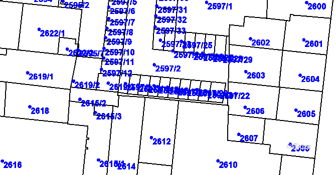 Parcela st. 2597/17 v KÚ Louny, Katastrální mapa