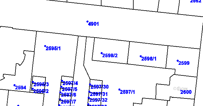 Parcela st. 2598/2 v KÚ Louny, Katastrální mapa