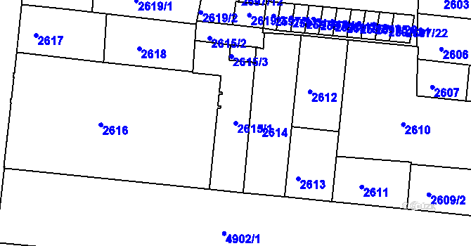 Parcela st. 2615/1 v KÚ Louny, Katastrální mapa