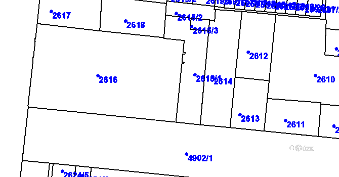 Parcela st. 2615/5 v KÚ Louny, Katastrální mapa