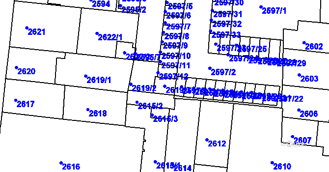 Parcela st. 2619/3 v KÚ Louny, Katastrální mapa