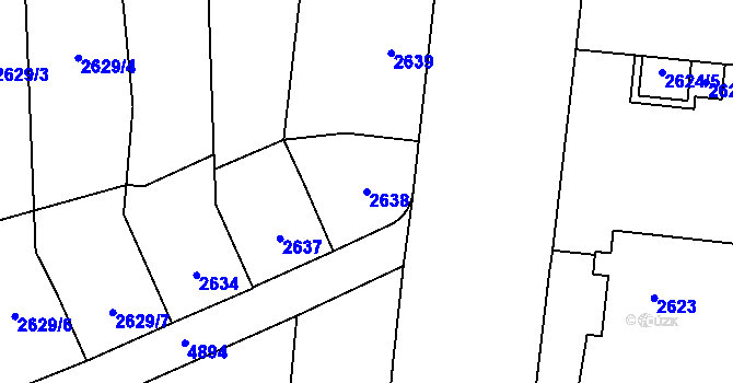 Parcela st. 2638 v KÚ Louny, Katastrální mapa