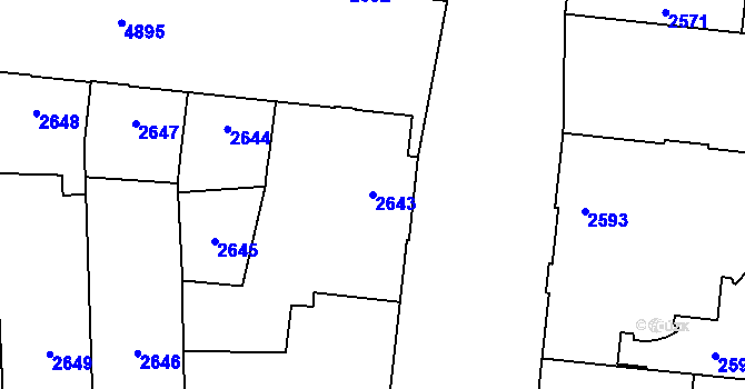 Parcela st. 2643 v KÚ Louny, Katastrální mapa
