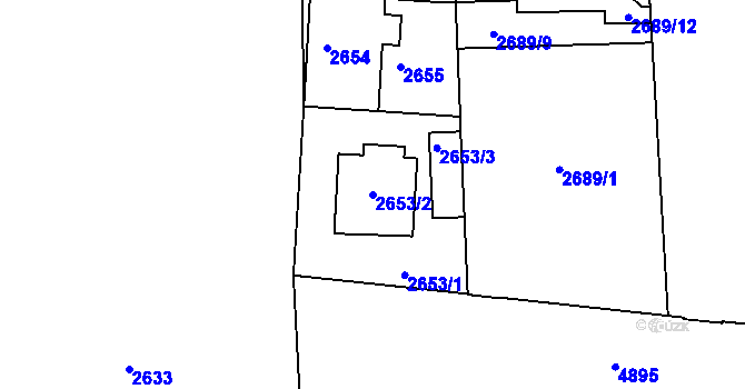 Parcela st. 2653/2 v KÚ Louny, Katastrální mapa