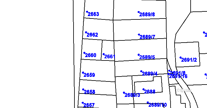 Parcela st. 2661 v KÚ Louny, Katastrální mapa