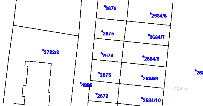 Parcela st. 2674 v KÚ Louny, Katastrální mapa