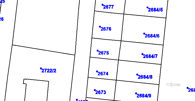 Parcela st. 2675 v KÚ Louny, Katastrální mapa