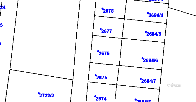 Parcela st. 2676 v KÚ Louny, Katastrální mapa