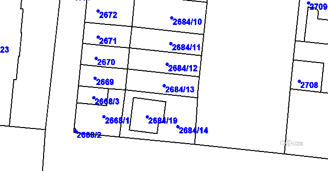Parcela st. 2684/13 v KÚ Louny, Katastrální mapa