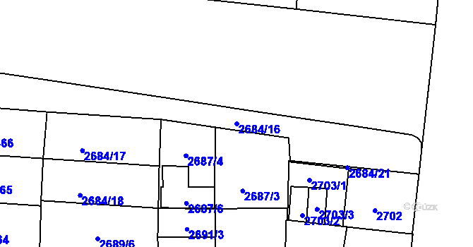Parcela st. 2684/16 v KÚ Louny, Katastrální mapa