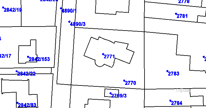 Parcela st. 2771 v KÚ Louny, Katastrální mapa