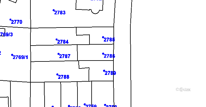 Parcela st. 2786 v KÚ Louny, Katastrální mapa