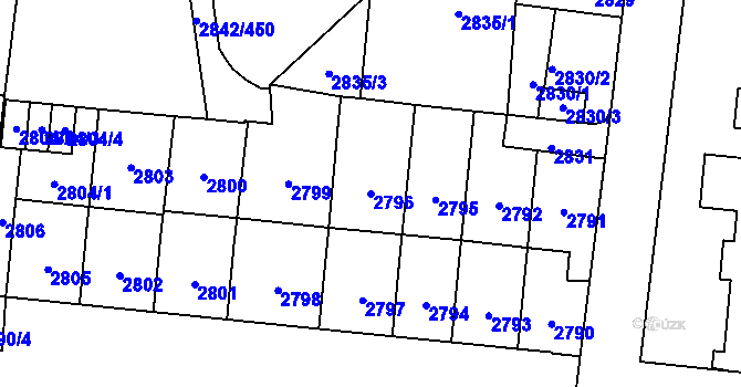 Parcela st. 2796 v KÚ Louny, Katastrální mapa