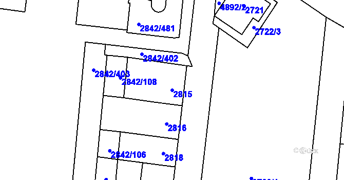 Parcela st. 2815 v KÚ Louny, Katastrální mapa