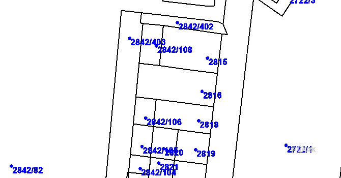 Parcela st. 2817 v KÚ Louny, Katastrální mapa