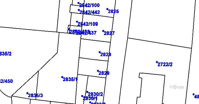 Parcela st. 2828 v KÚ Louny, Katastrální mapa