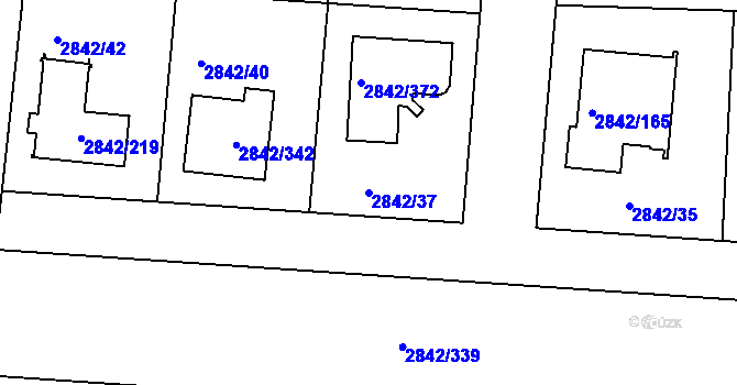 Parcela st. 2842/37 v KÚ Louny, Katastrální mapa