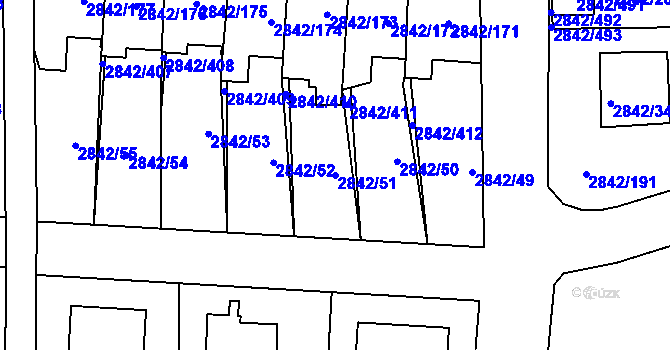 Parcela st. 2842/51 v KÚ Louny, Katastrální mapa