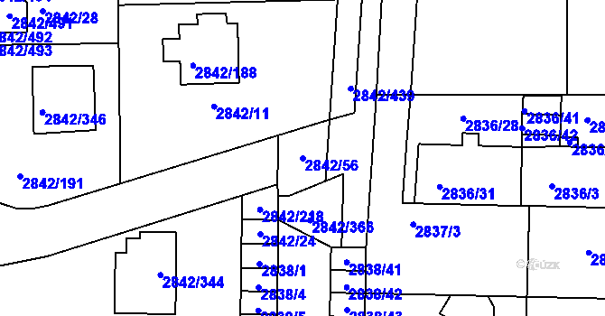 Parcela st. 2842/56 v KÚ Louny, Katastrální mapa