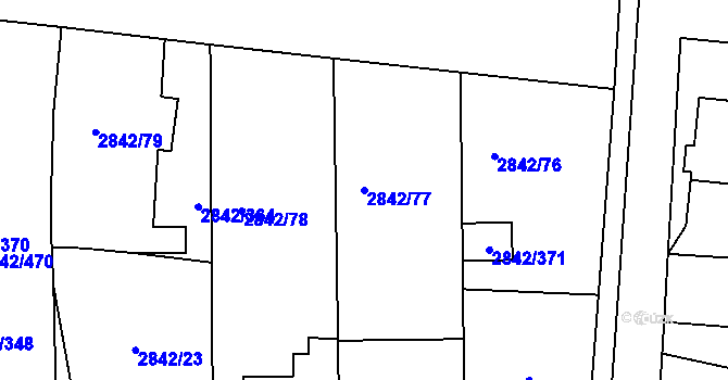 Parcela st. 2842/77 v KÚ Louny, Katastrální mapa