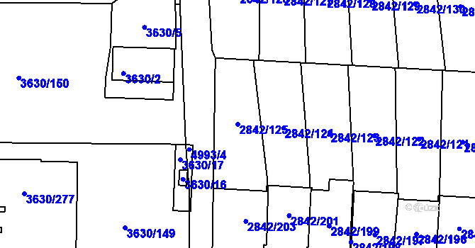 Parcela st. 2842/125 v KÚ Louny, Katastrální mapa