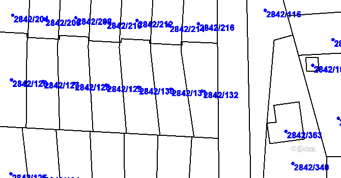Parcela st. 2842/131 v KÚ Louny, Katastrální mapa