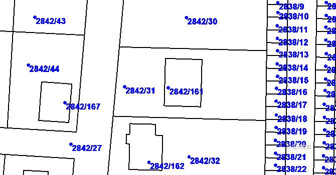 Parcela st. 2842/161 v KÚ Louny, Katastrální mapa