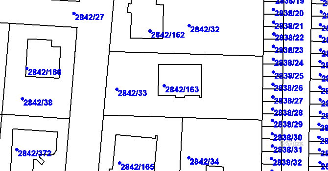 Parcela st. 2842/163 v KÚ Louny, Katastrální mapa