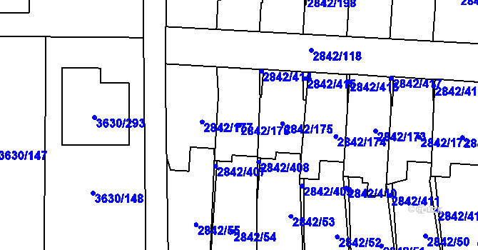 Parcela st. 2842/176 v KÚ Louny, Katastrální mapa
