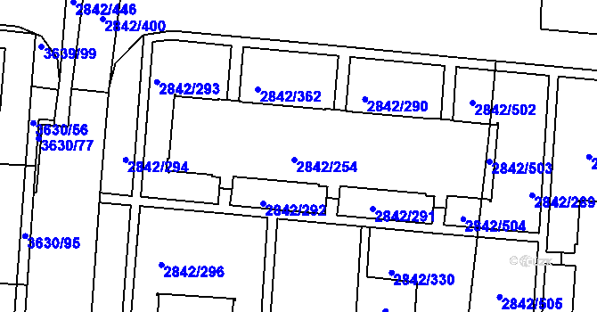 Parcela st. 2842/255 v KÚ Louny, Katastrální mapa
