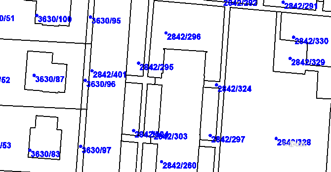 Parcela st. 2842/257 v KÚ Louny, Katastrální mapa