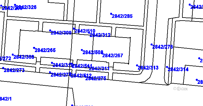 Parcela st. 2842/267 v KÚ Louny, Katastrální mapa