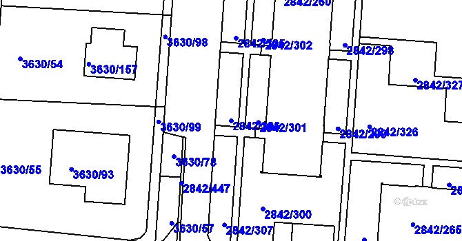 Parcela st. 2842/306 v KÚ Louny, Katastrální mapa