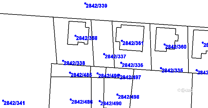 Parcela st. 2842/337 v KÚ Louny, Katastrální mapa