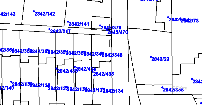 Parcela st. 2842/348 v KÚ Louny, Katastrální mapa