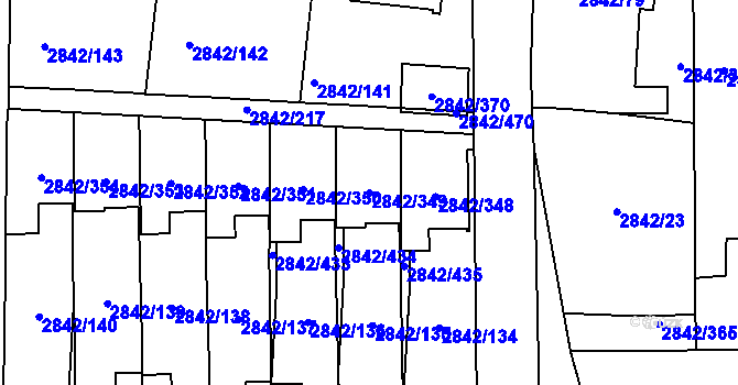 Parcela st. 2842/349 v KÚ Louny, Katastrální mapa