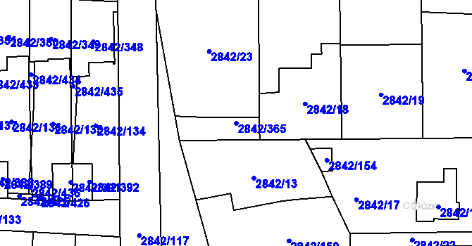 Parcela st. 2842/365 v KÚ Louny, Katastrální mapa