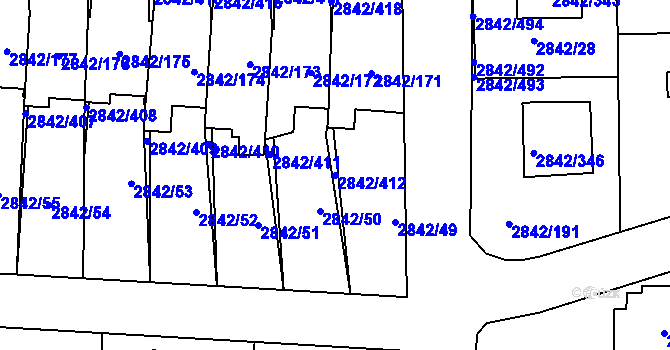Parcela st. 2842/412 v KÚ Louny, Katastrální mapa